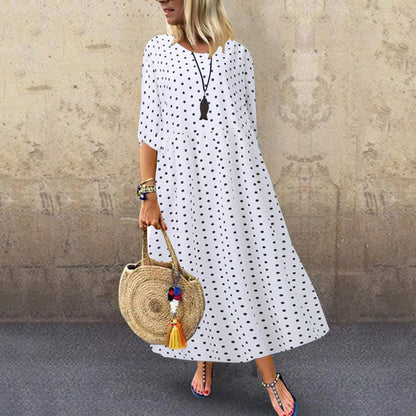 Leah – Elegante Polka Dot Tuniekjurk met Halflange Mouwen