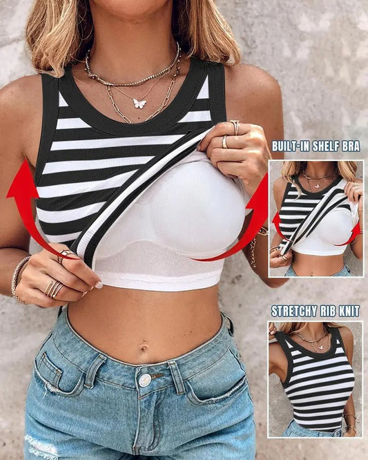 Joy – Slank gestreept tanktop met bralette