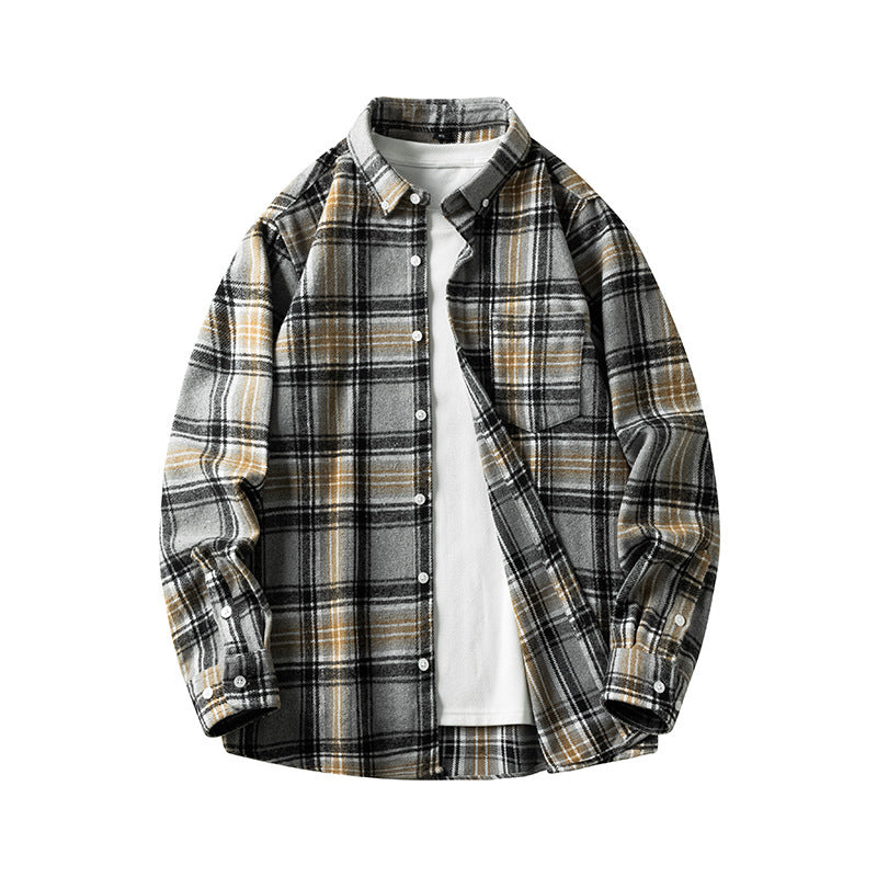 Leonard – Langem Herenoverhemd van Dikke Flanel met Ruitpatroon