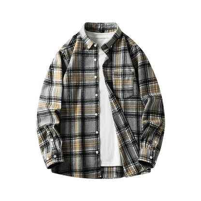 Leonard – Langem Herenoverhemd van Dikke Flanel met Ruitpatroon