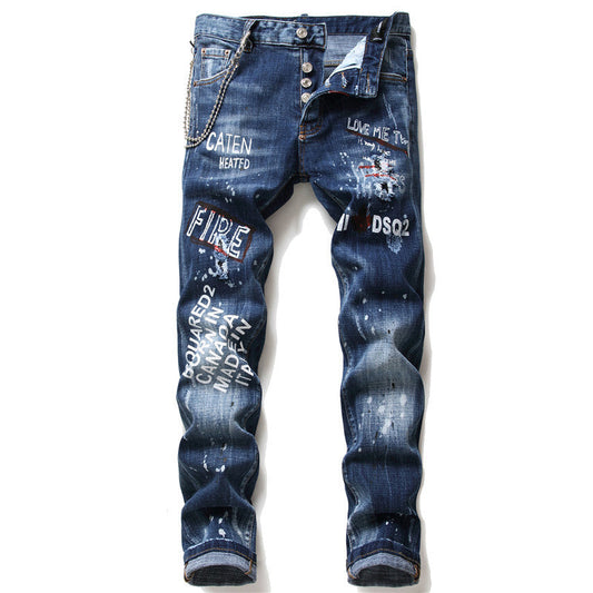 Leslie – Slim Fit Herenjeans met Rits en Gaten