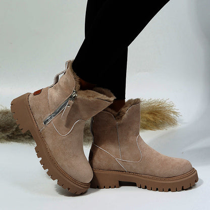 Alison – Dikke Pluche Sneeuwlaarzen van Premium Vegan Suede met Antislipzool