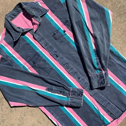 Ryan – Casual Herenoverhemd met Retro-Print en Lange Mouwen