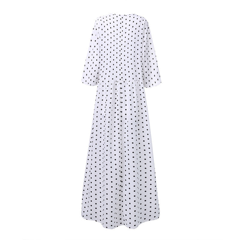 Leah – Elegante Polka Dot Tuniekjurk met Halflange Mouwen