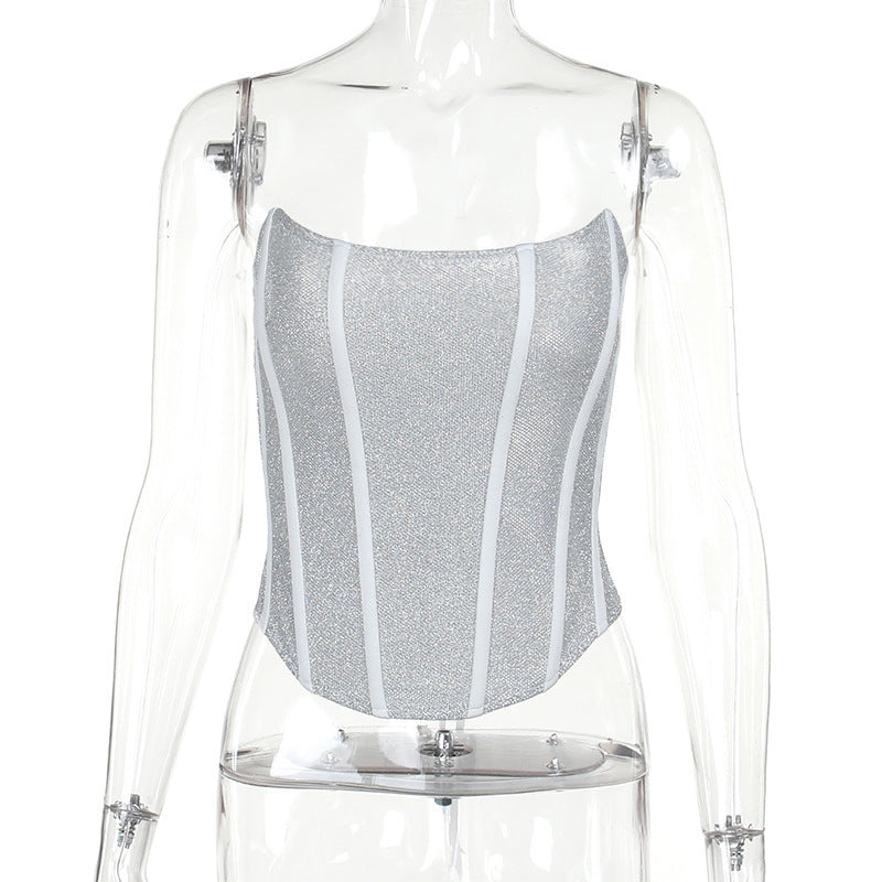 Natasha – Glanzend Afslankend Korset Tube Top