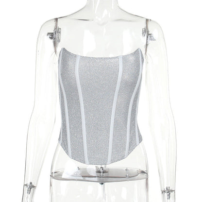Natasha – Glanzend Afslankend Korset Tube Top