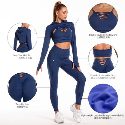 Stephanie – 3-delig Sportpak met lange mouwen en capuchon