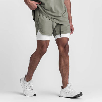 Aidan – Sportieve, sneldrogende, dubbele laag twee-in-één hardloopshorts
