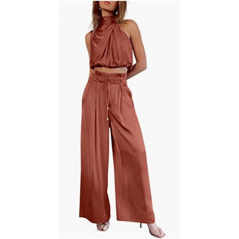 Ruby – Modieuze Mouwloze Top Met Wijde Broek Set