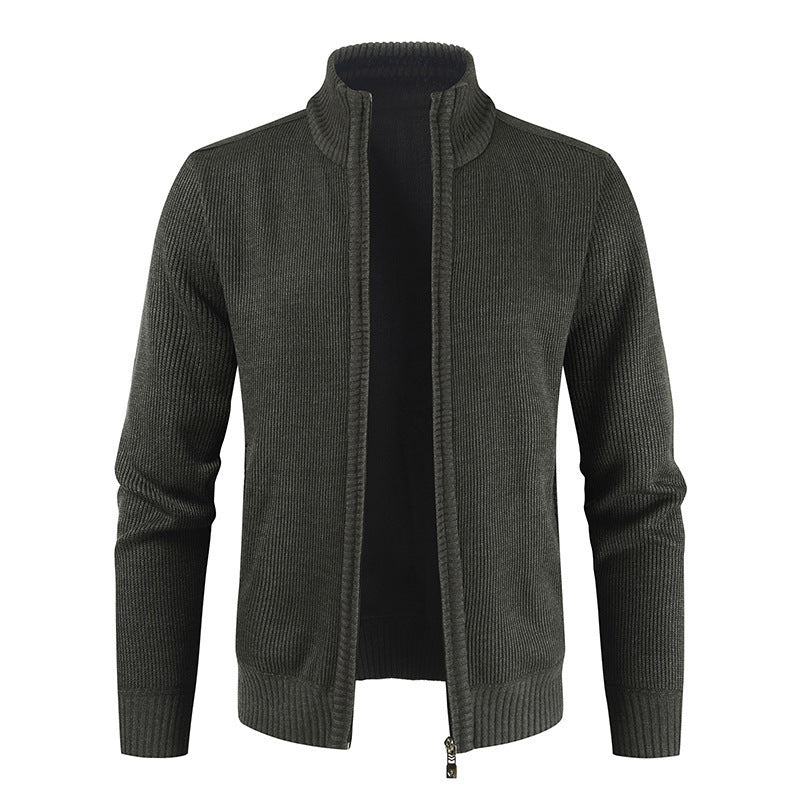 Anthony – Lichte Heren Cardigan met Opstaande Kraag in Effen Kleur