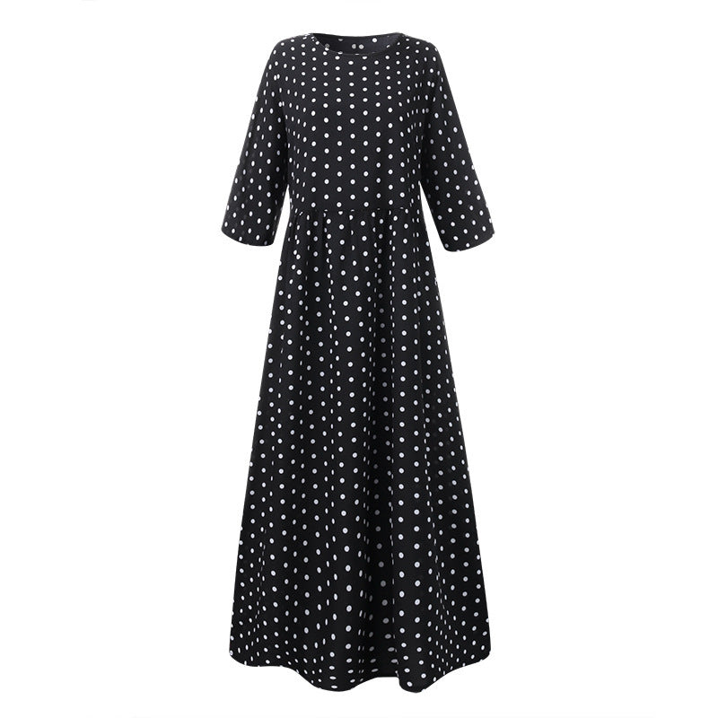 Leah – Elegante Polka Dot Tuniekjurk met Halflange Mouwen