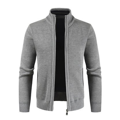 Anthony – Lichte Heren Cardigan met Opstaande Kraag in Effen Kleur