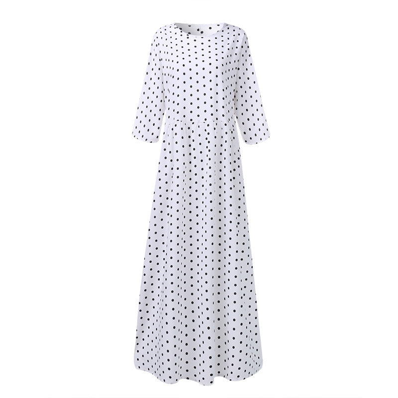 Leah – Elegante Polka Dot Tuniekjurk met Halflange Mouwen