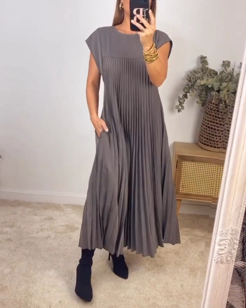 Wendy – Mouwloze Plissé Jurk