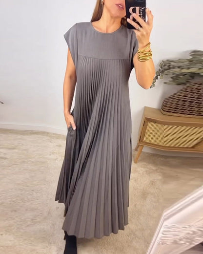 Wendy – Mouwloze Plissé Jurk