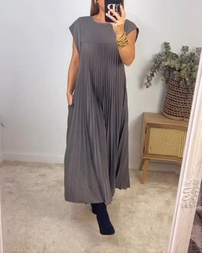 Wendy – Mouwloze Plissé Jurk