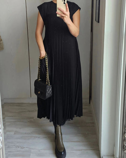 Wendy – Mouwloze Plissé Jurk